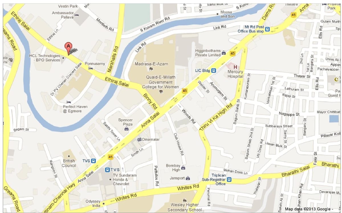 Anna Salai in Chennai kaart