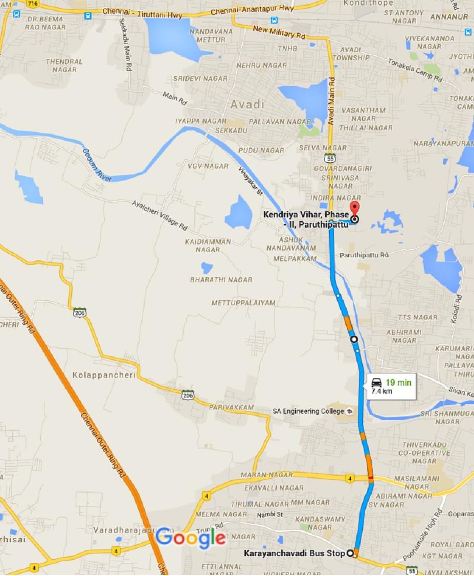 Chennai Avadi kaart