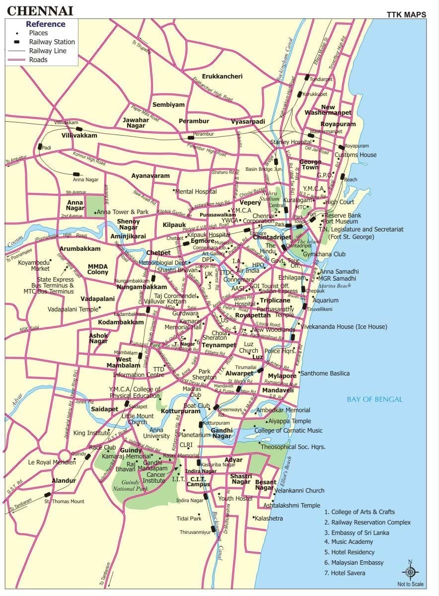 wegenkaart van Chennai