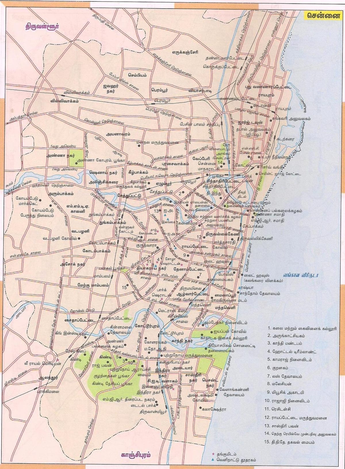 route kaart van Chennai