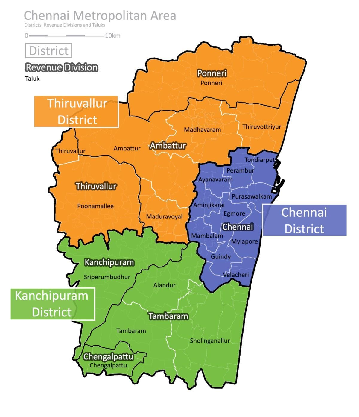 kaart van Chennai wijk