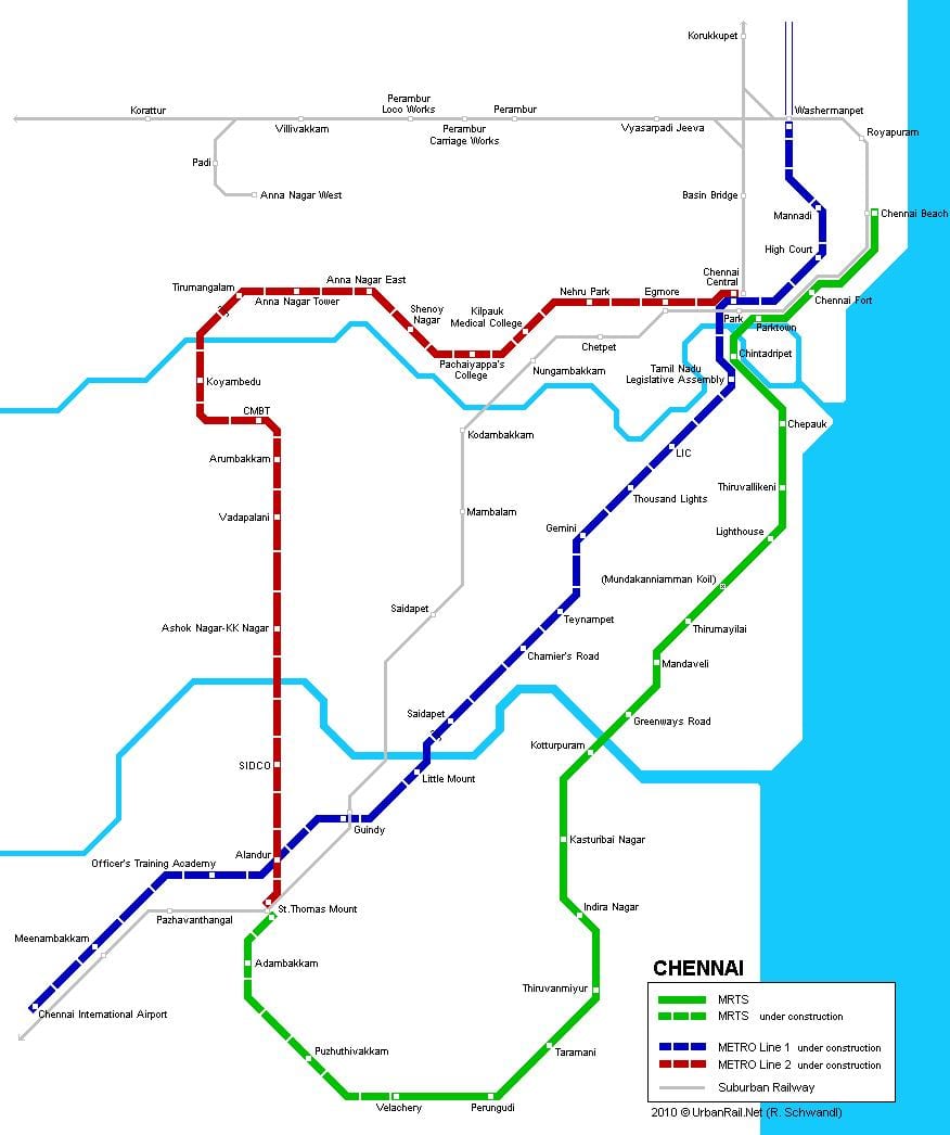 root map van Chennai