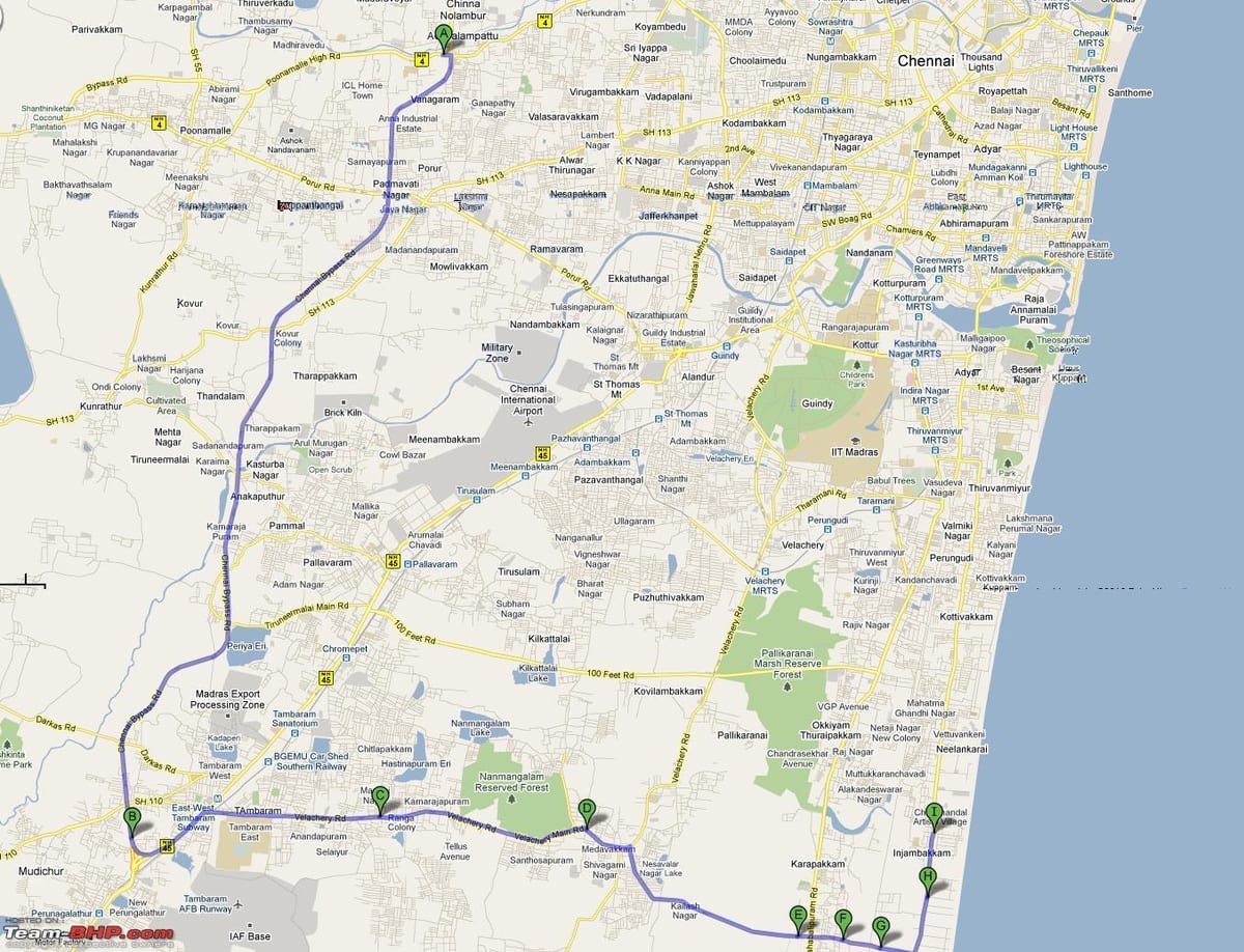 route kaart Chennai