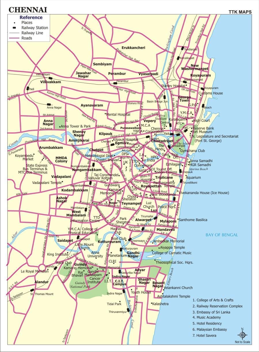 Chennai plattegrond van de stad met straten