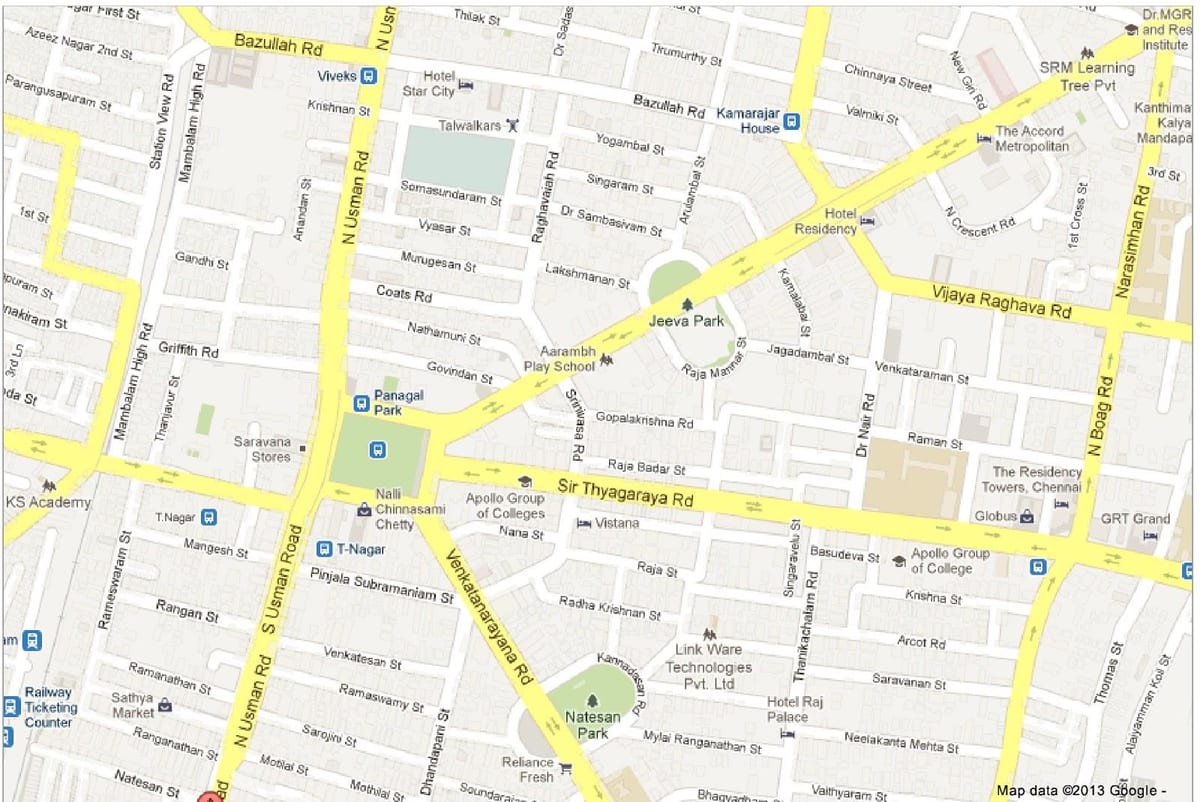 kaart van Chennai t Nagar
