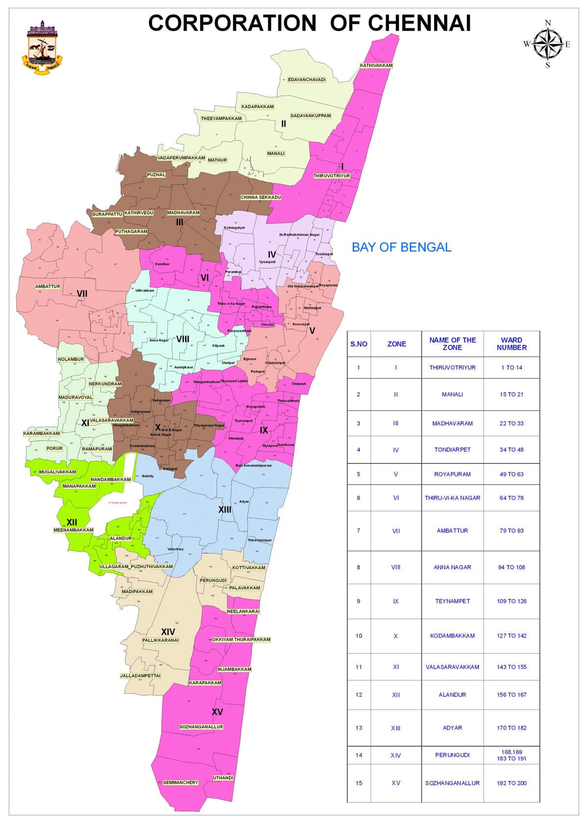 Chennai corporation ward kaart