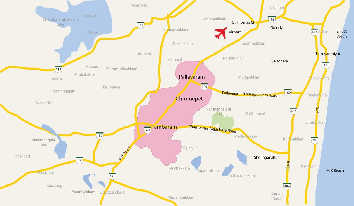 kaart van Tambaram Chennai