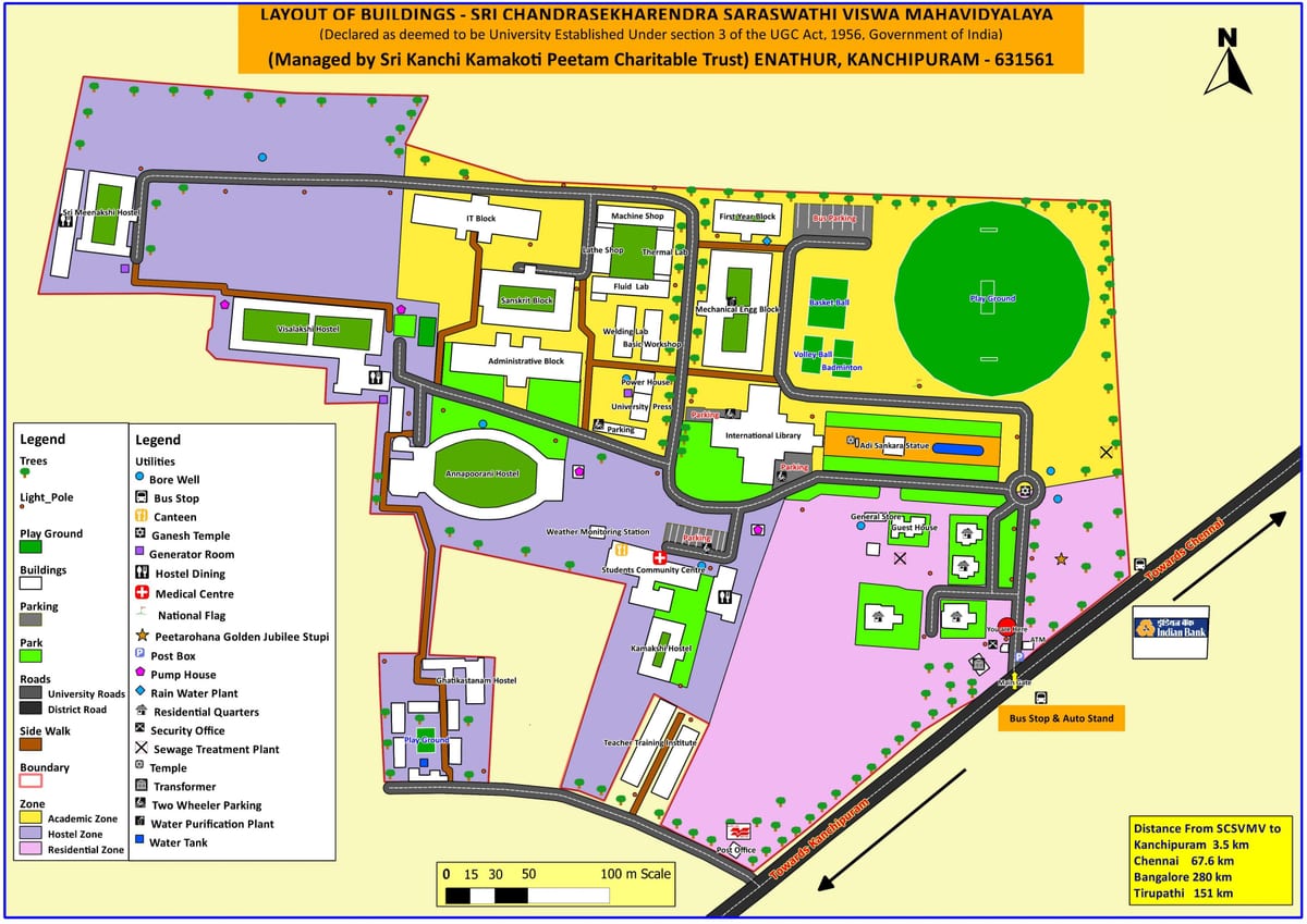 kaart van VIT Chennai Campus