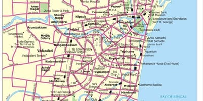 Wegenkaart van Chennai