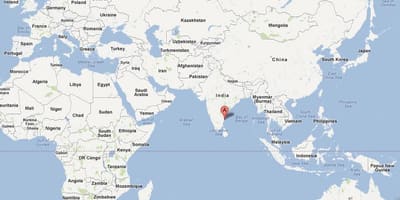Chennai op de kaart van de wereld