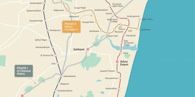 Metro rail Chennai route kaart fase 2