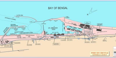 Kaart van de haven van Chennai