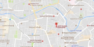 Apollo hospital in Chennai Greams road kaart